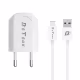 Мрежово зарядно устройство, DeTech, DE-11C, 5V/1A, 220V,1 x USB, С Type-C кабел, 1.0m, Бял - 14117