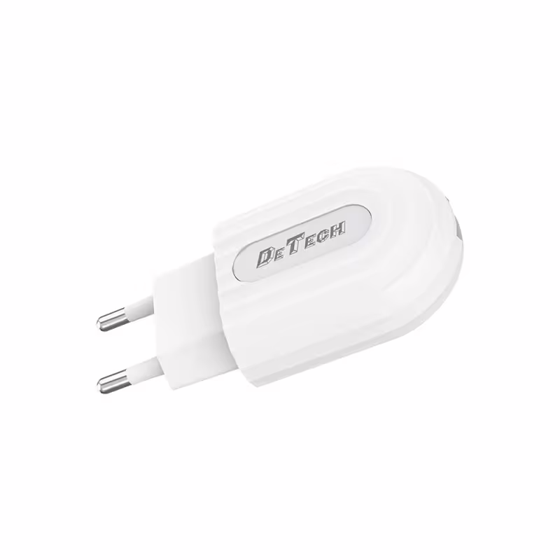 Мрежово зарядно устройство DeTech DE-28i, 5V/2.1A, 220V,1 x USB, С Lightning кабел, 1.0m, Бял - 14134
