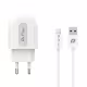 Мрежово зарядно устройство DeTech DE-28i, 5V/2.1A, 220V,1 x USB, С Lightning кабел, 1.0m, Бял - 14134