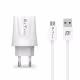 Мрежово зарядно устройство, DeTech, DE-01M, 5V/2.1A, 220V,2 x USB, С Micro USB кабел, 1.0m, Бял - 14119