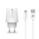 Мрежово зарядно устройство, DeTech, DE-01M, 5V/2.1A, 220V,2 x USB, С Micro USB кабел, 1.0m, Бял - 14119