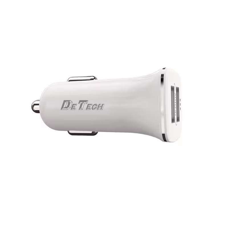 Зарядно устройство за кола DeTech, DE-C01M, 5V/2.4A, 12/24V, С Micro USB кабел, 2 x USB, Бял - 14124