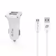 Зарядно устройство за кола DeTech, DE-C01M, 5V/2.4A, 12/24V, С Micro USB кабел, 2 x USB, Бял - 14124