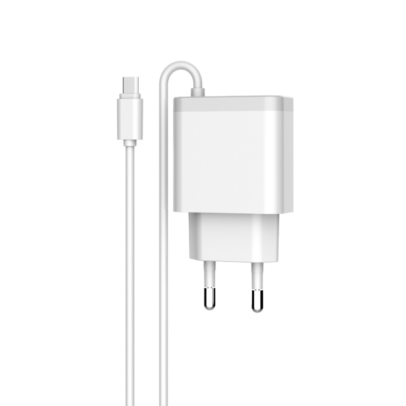 Мрежово зарядно устройство LDNIO A321, 5V 3.1A, 2 x USB, С Micro USB кабел, Бял - 14741