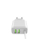Мрежово зарядно устройство LDNIO A321, 5V 3.1A, 2 x USB, С Micro USB кабел, Бял - 14741