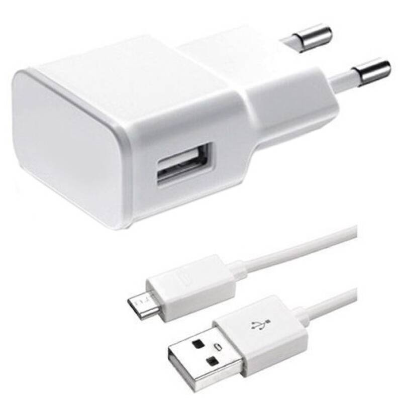 Мрежово зарядно устройство, No brand, 5V/1A, 220V,1 x USB, С Micro USB кабел, Бял - 14860