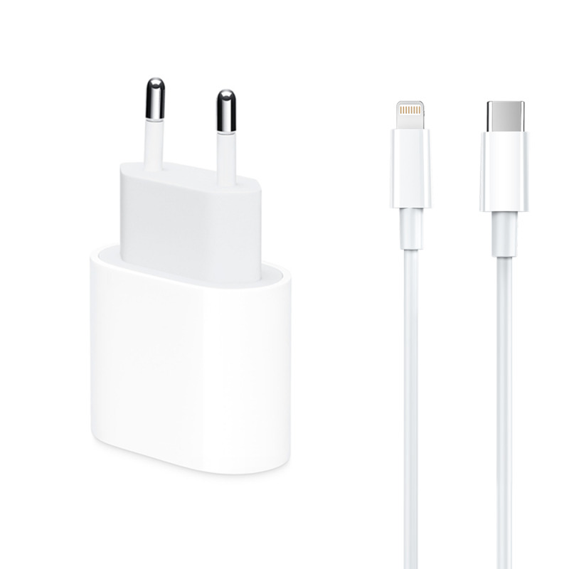 Мрежово зарядно устройство No brand, iPhone 11 Pro, 1xType-C PD, 5V/3.0A, + Кабел Type-C към Lightning , 1.0m, Бял - 14991