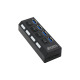 USB хъб No Brand, USB 3.0, 4 Порта, Черен - 12062