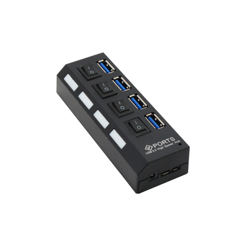 USB хъб No Brand, USB 3.0, 4 Порта, Черен - 12062