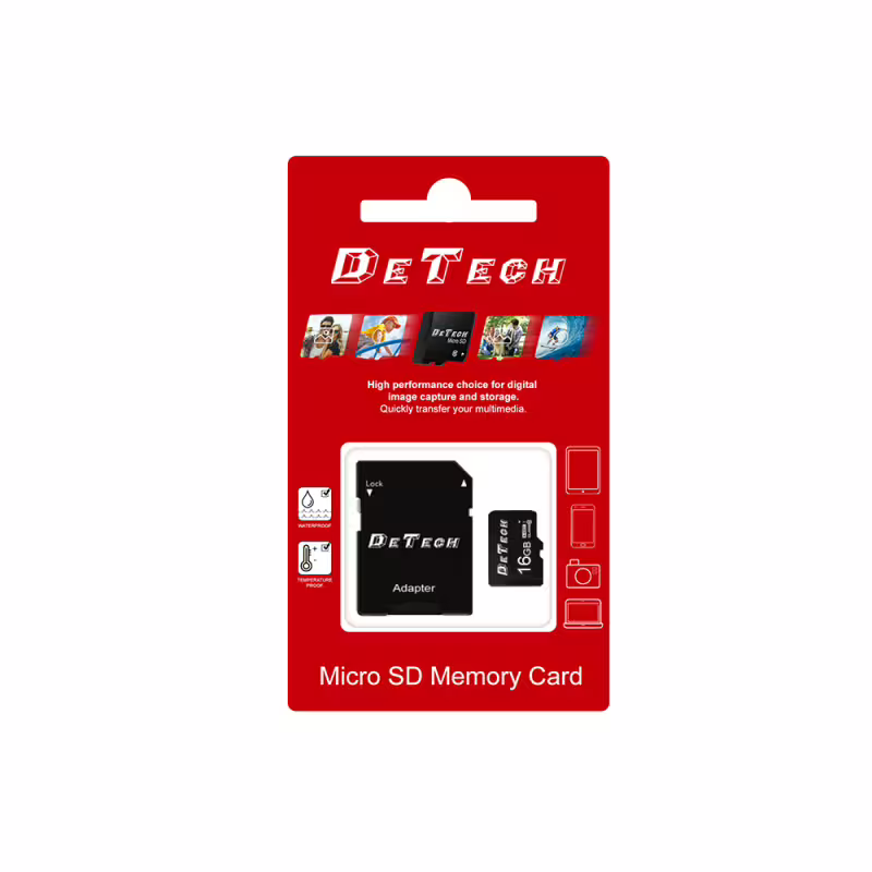 Карта памет DeTech Micro SDHC-I, 4GB, Class 10 + Адаптер - 62041