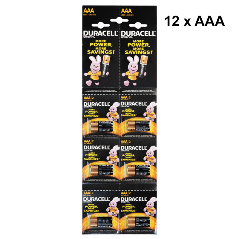 Алкални батерии Duracell AAA, LR03/MN2400, 1.5V, 12бр. - 87047
