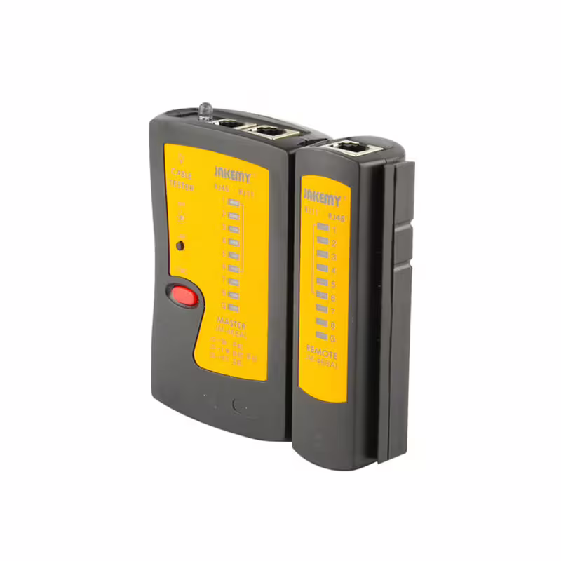 Тестер за LAN кабели, Jakemy JM-486AL, с LED фенер, Черен - 17620