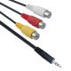 Аудио кабел DeTech 3.5 - 3RCA F,  25см  - 18216