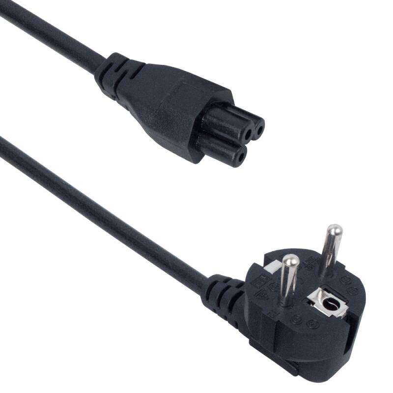 Захранващ кабел DeTech, За лаптоп, 1.5m, CEE 7/7 - IEC C5, High Quality - 18150