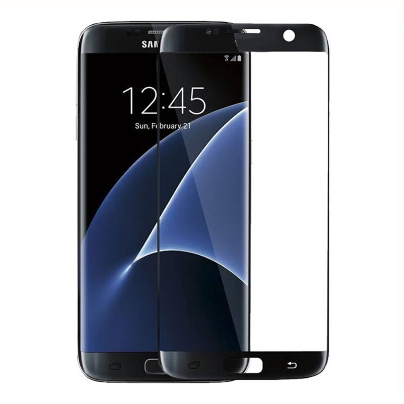 Стъклен протектор за целия екран, No brand, За Samsung Galaxy S7 Edge, 0.3mm, Черен - 52284