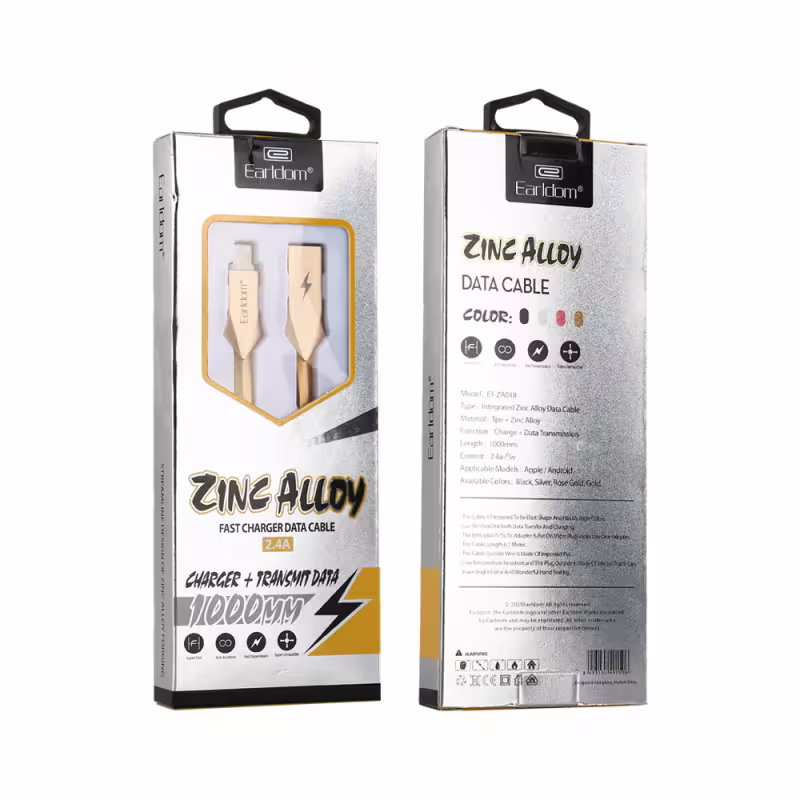 Кабел за данни, Earldom, ZA018, Аluminium, AMicro USB, 1.0м, Различни цветове - 14892