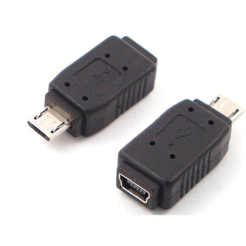 Преходник DeTech Micro USB M към Mini USB F, Черен - 17134