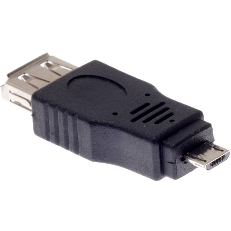 Преходник No brand, USB AF към Micro USB 5P M, Черен - 17136