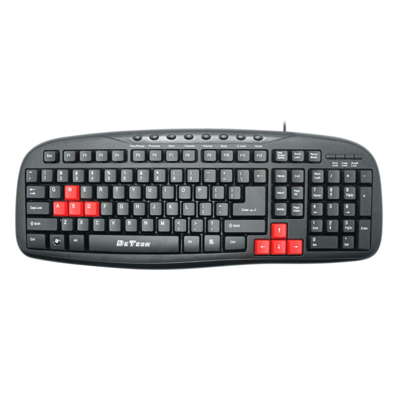 Мултимедийна клавиатура DeTech DE6090, USB, Черен - 6090