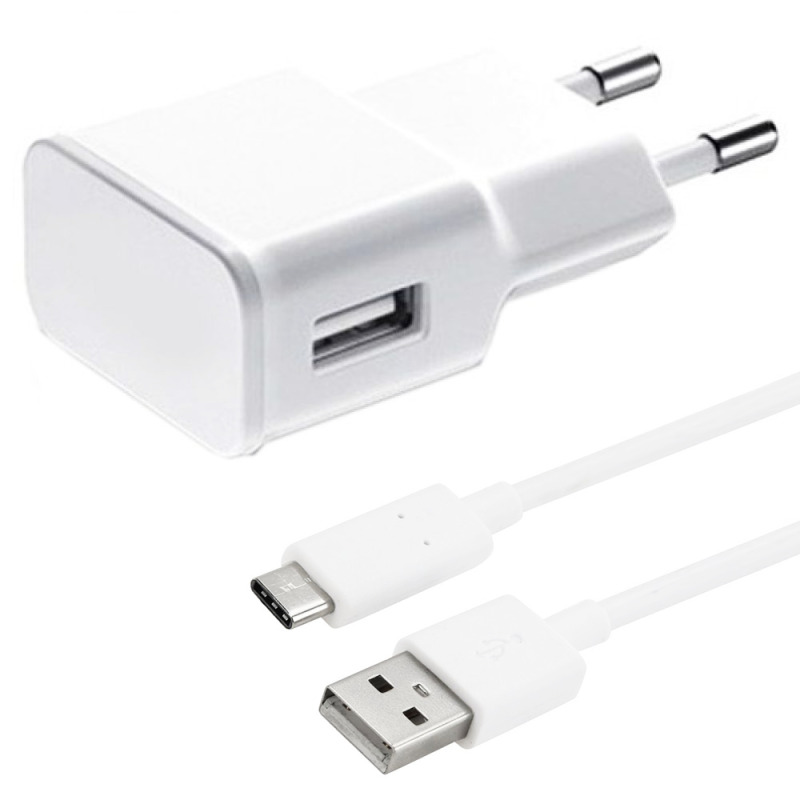 Мрежово зарядно устройство, No brand, 5V/1A, 220V,1 x USB, С Type-C кабел, Бял - 14963