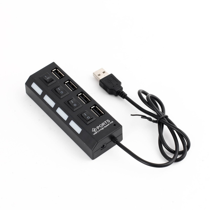 USB хъб No Brand, USB 2.0, 4 Порта, Черен - 12053