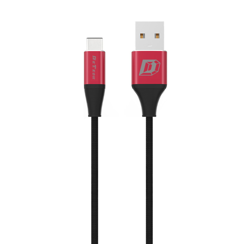 Кабел за данни DeTech DE-C22C, Type-C, 1.0m, Черен - 40105