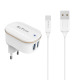 Мрежово зарядно устройство DeTech DE-15C, 5V/3.1A, 220V, 2 x USB, С Type-C кабел, 1.0m, Бял - 40098