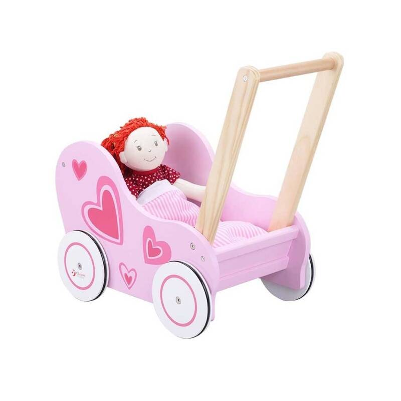 Детска розова количка за кукли - проходилка