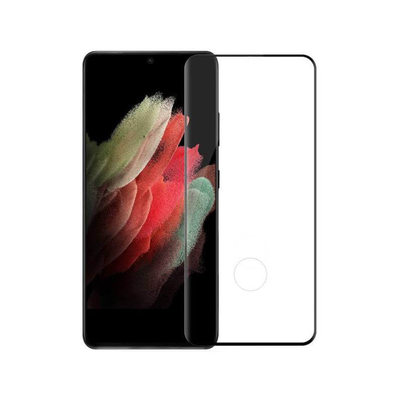 Стъклен протектор за целия екран No brand, За Samsung Galaxy S21 Ultra, 3D, 0.3mm, Черен - 52656