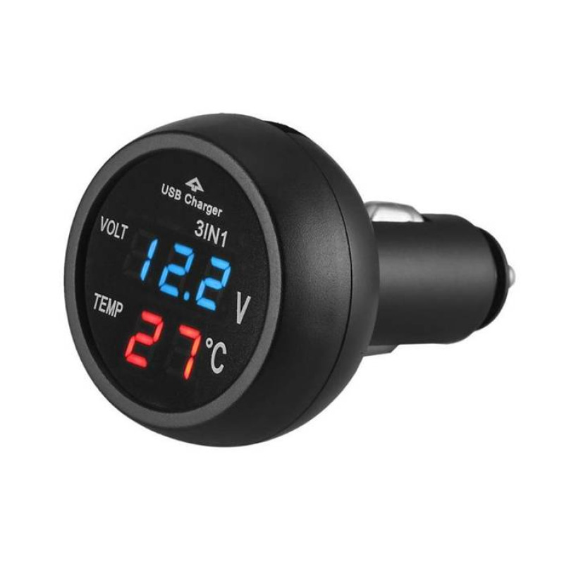 Волтметър VST-706, зарядно, термометър, автомобилна букса(м), 12VDC, 24VDC